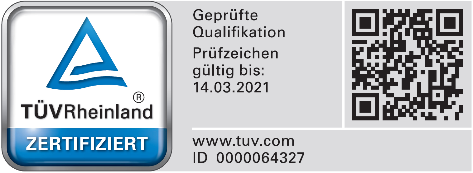 Qualitäts-Zertifikat vom TÜV Rheinland